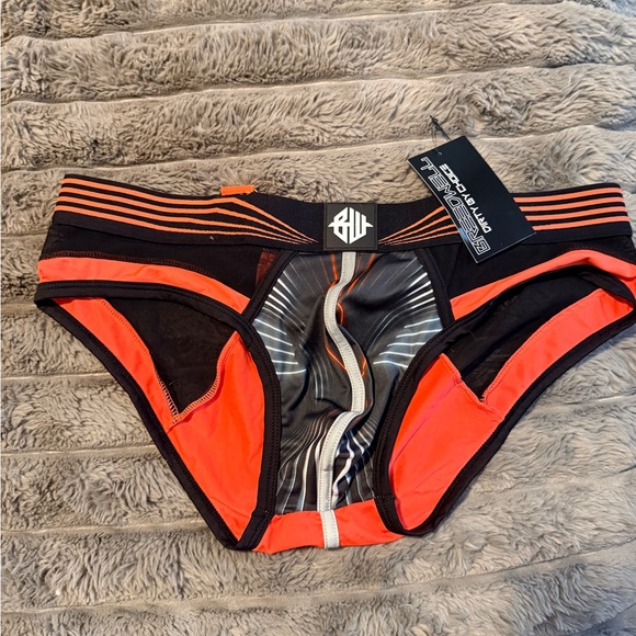 Breedwell Neon Orange and Black Men's Briefs - Picture 7 of 9